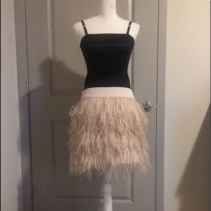 NWT Pale pink feather mini skirt